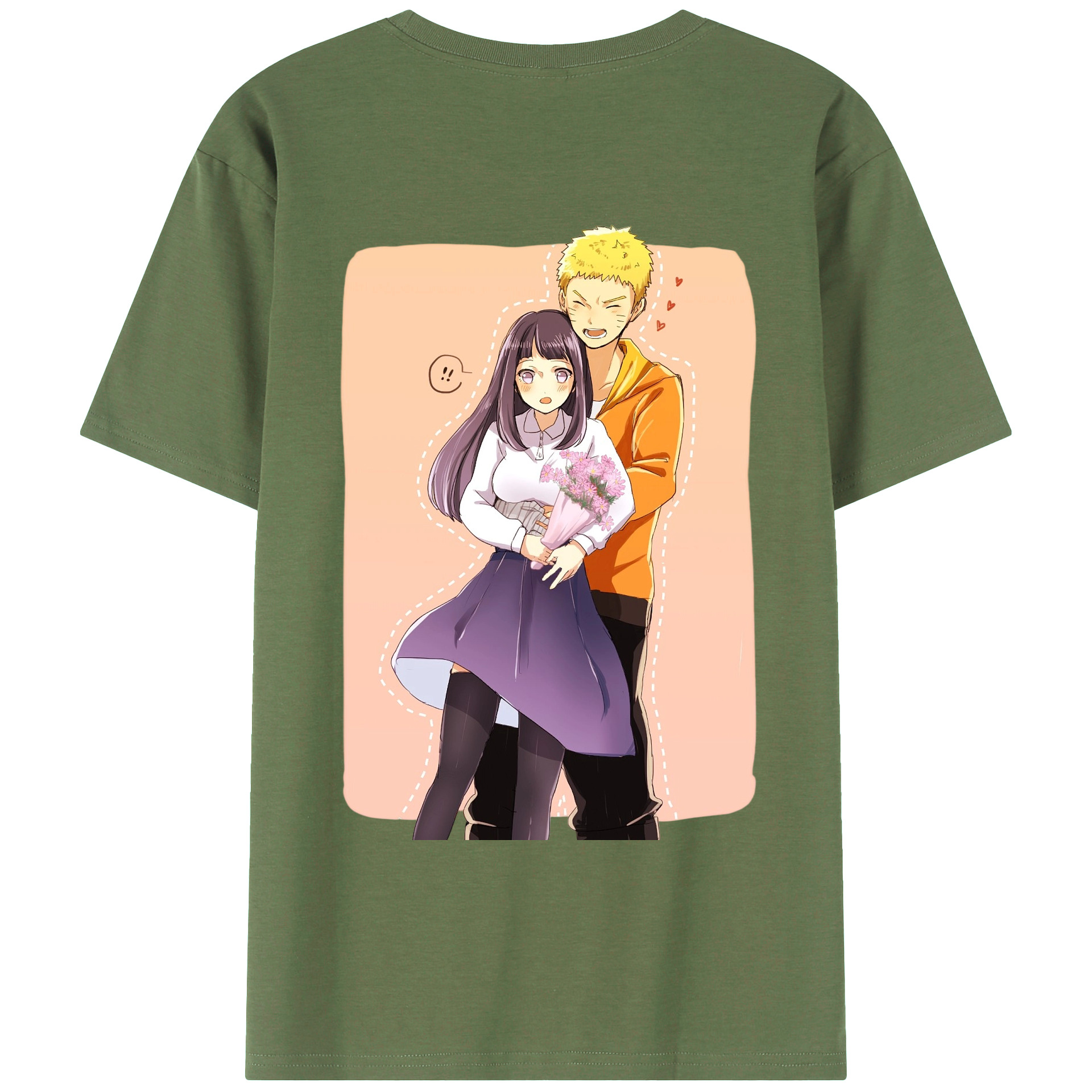（画像用） NARUTO -ナルト- 日向ヒナタ Hyūga Hinata 綿100％ メンズ半袖Tシャツ（バックプリント） 通気性